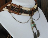 Breciated Jasper and Bone Choker Necklace with Copper Bicone Beads and Pipestone heishi and Antiqued Bronze Findings