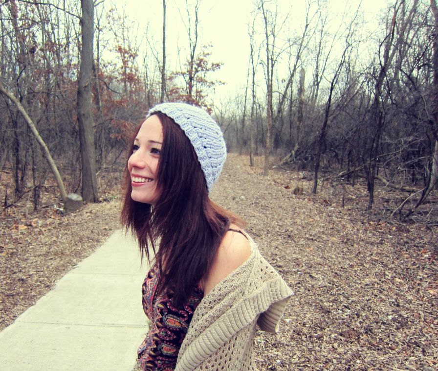 Knit Slouchy Hat Purple Womens Oversized Spring Summer Cap Lavendar Beanie Accessories Crochet