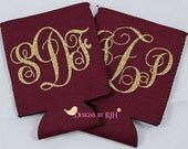 Monogram Personalized Can Koozie Double Sided Drink Can Koozie Cozie