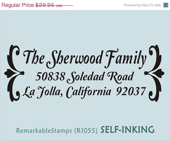 ON SALE Return Address Stamp - Damask  - Custom Rubber Stamp Etsy Design (R1055) - Self Inking