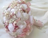 Bridal Brooch Bouquet , Wedding Bridal Bouquet , Pink wedding bouquet, Brooch Bouquet