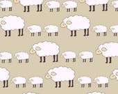 Sheep Parade in Natural Fabric, Locally Grown, by Creative Thursday for Andover Fabrics, Half Yard, 1/2 Yard