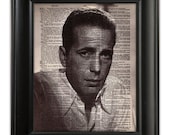 Humphrey BOGART Art Print Poster Giclee HOLLYWOOD Men on Upcycled 1930s Vintage English Dictionary Book Page 8x10