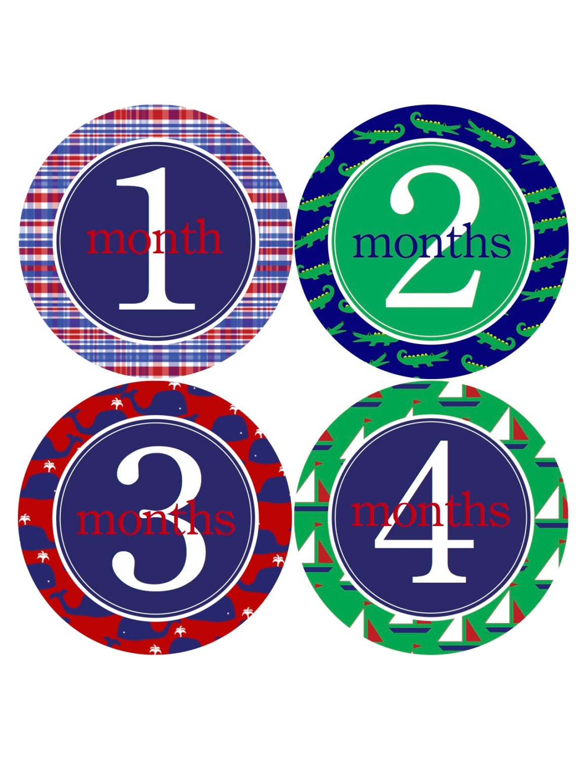 Boy Monthly Onesie Stickers - Boy Monthly Sticker- Preppy Alligators - Baby Shower Gift for New Mom