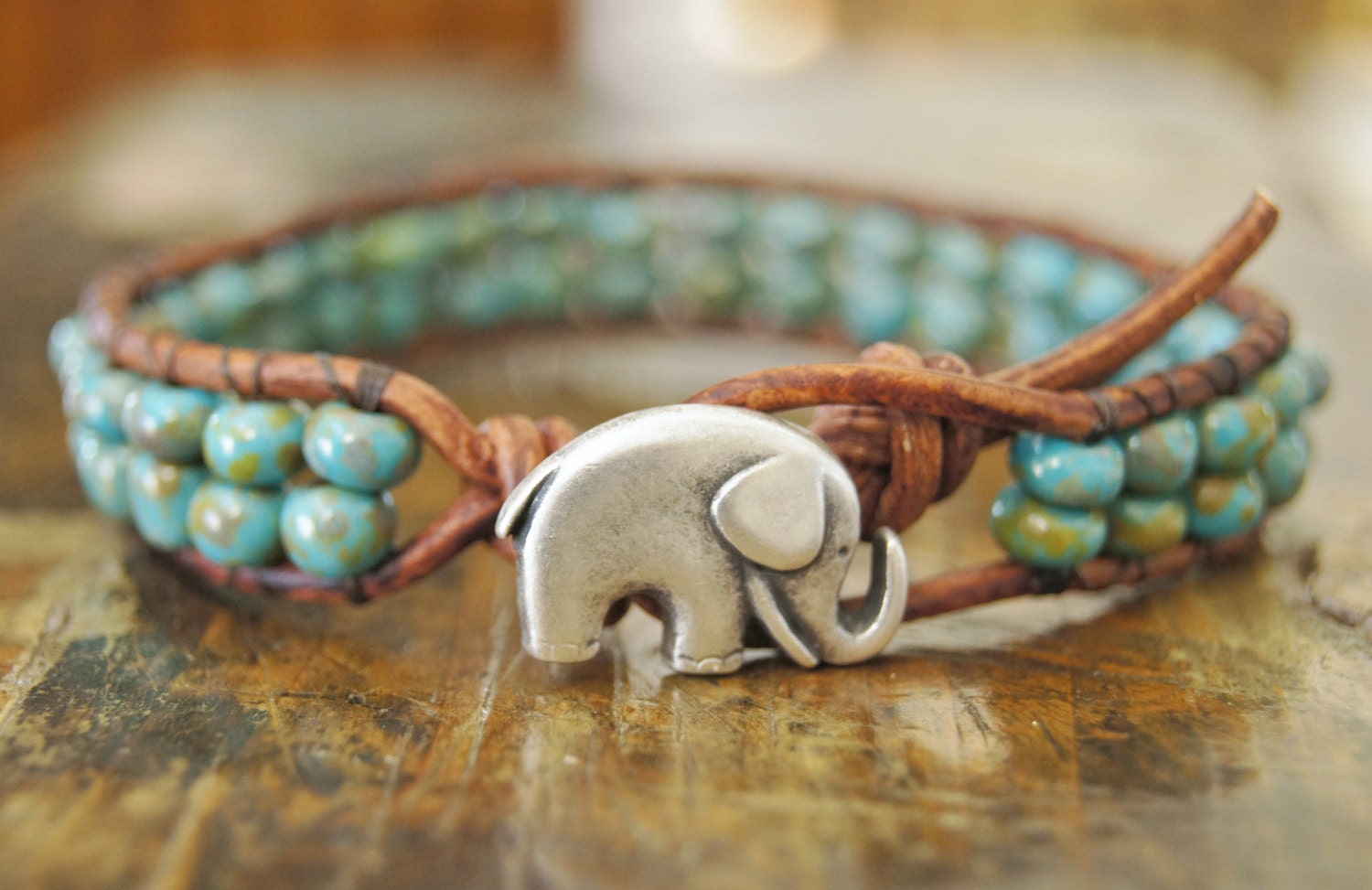 Leather Beaded Wrap Bracelet