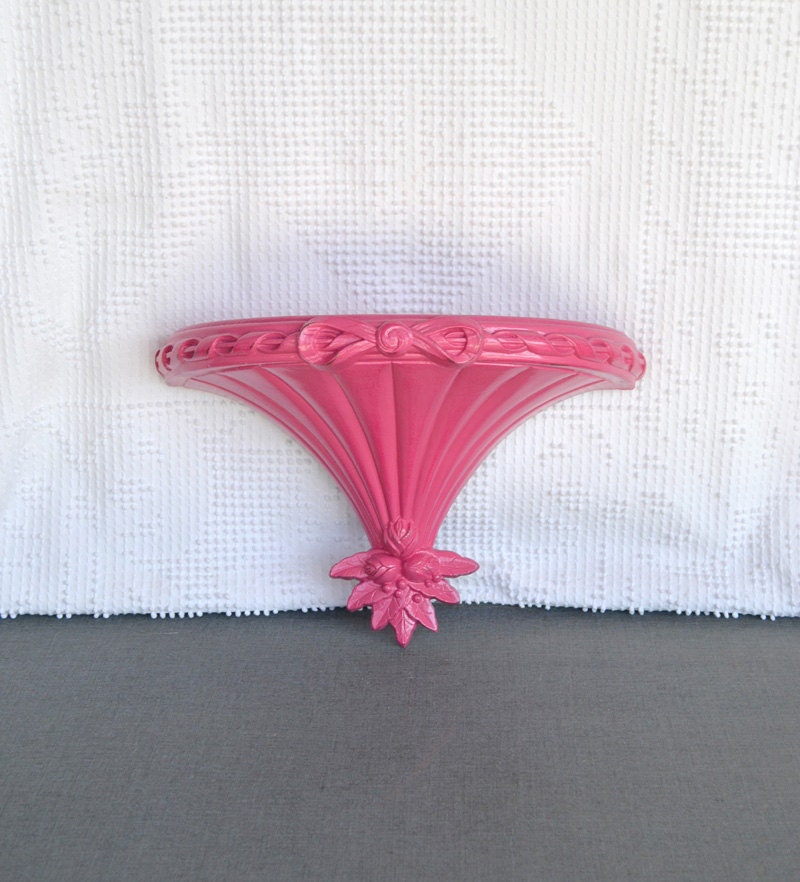 Hot Bright Pink Shelf Upcycled Vintage Resin Wall Decor... Upcycled Resin shelf Nursery Teen Dorm Modern Home bathroom Decor