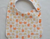 Orange Elephants Adjustable Side Snap Bib