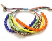 Colorful Waxed Cord Beaded Beachy Bohemian Bracelet