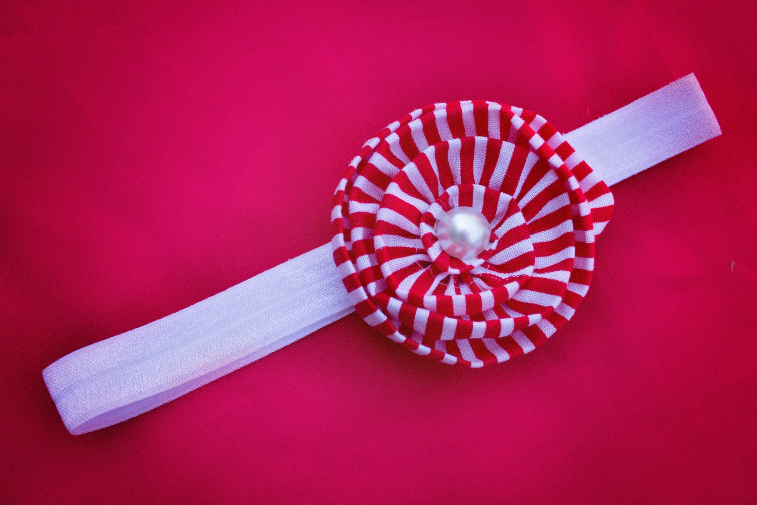 Fabric Flower Headband- Flower and Pearl Firecracker Collection