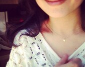 Dainty 14K yellow Gold Oval Initial Necklace - Tiny Initial Necklace  - Everyday Jewelry