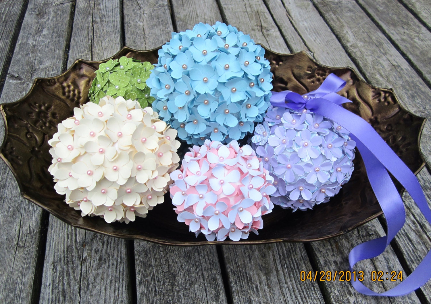 POMANDER  KISSING BALL - 4 inch - Custom colors to match your special occasion - Quantity of 3