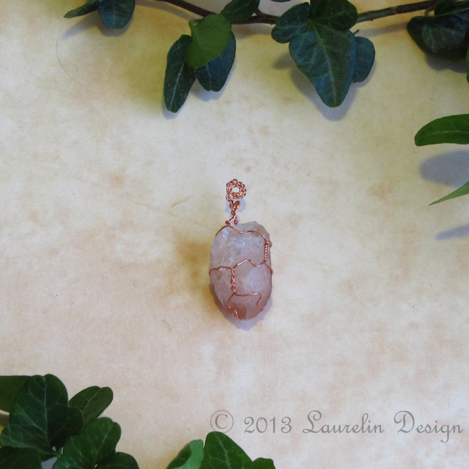 Rose Crystal Copper Pendant