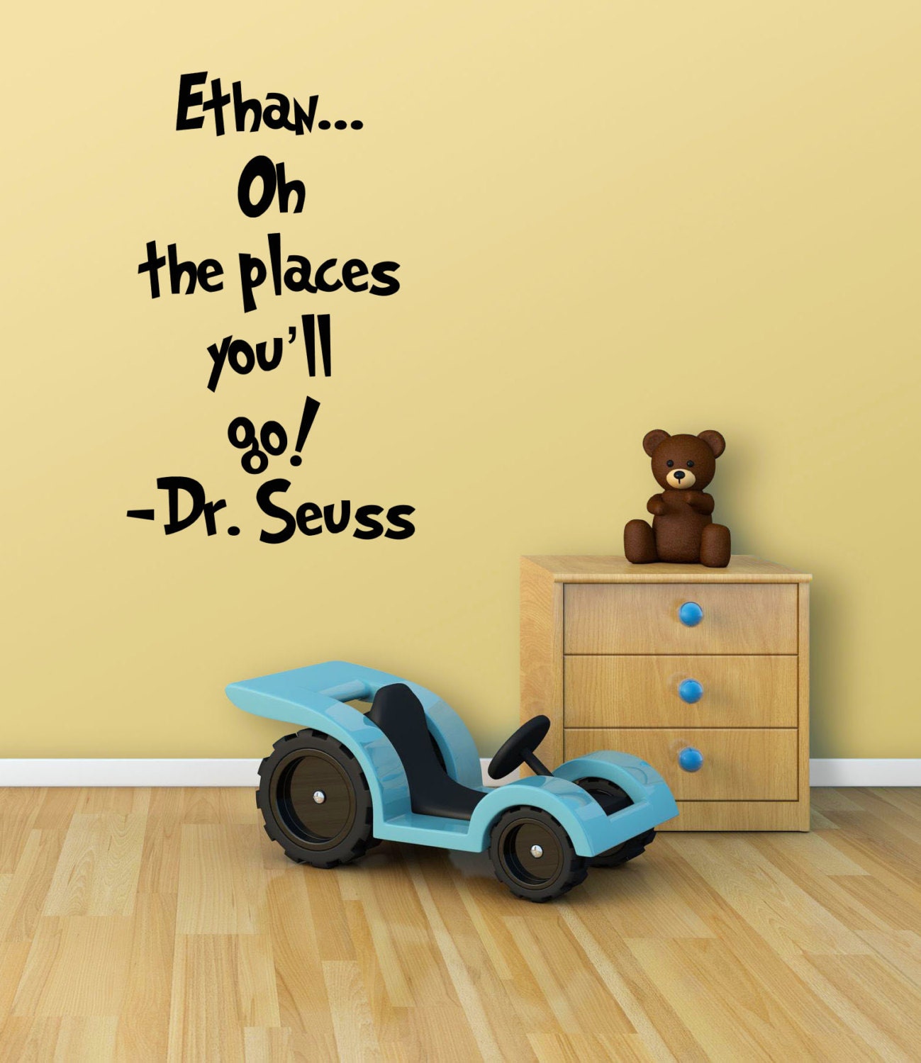 Personalized Name Dr Seuss Oh, the places you'll go..... Vinyl Wall Decal.......Your choice of color