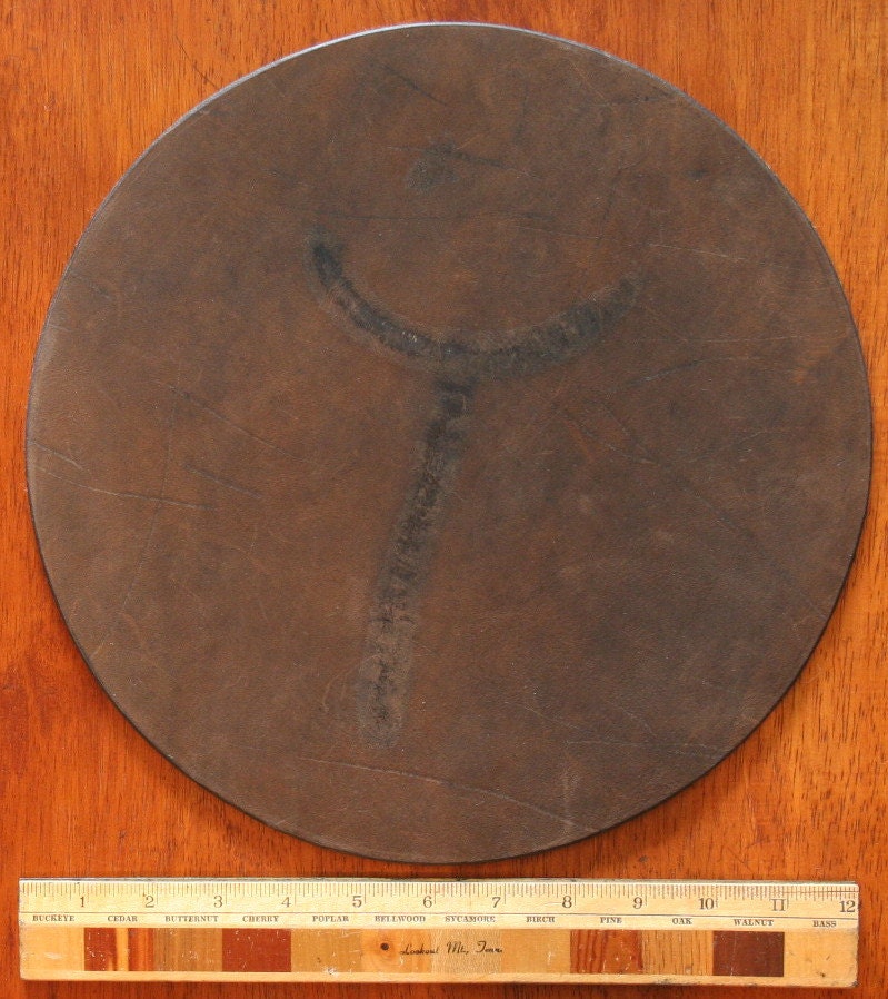 12 inch Mission Leather and Felt Lamp or Art Pottery Pad or Doily Distressed NUBUCK BROWN w Range Brand Med.Wt.