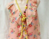 Long wood rope necklace, knotted, lemon, yellow, banana, lilac, hot pink, long necklace, boho, random, contemporary, summer fashion