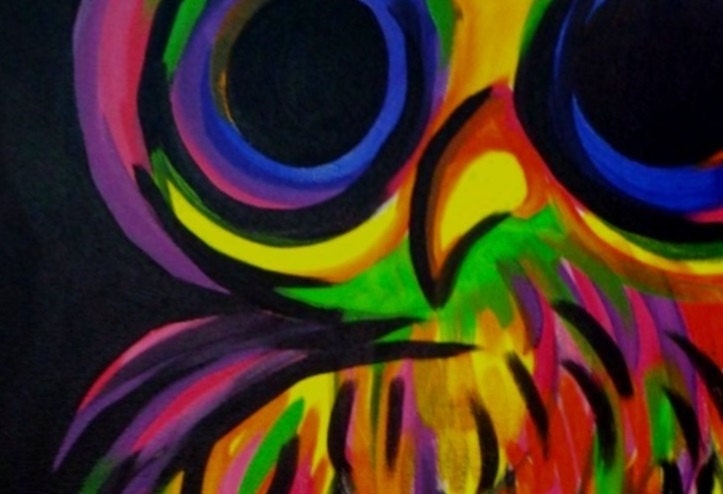 Neon Owl 16x20" Acrylic on Canvas Original Painting