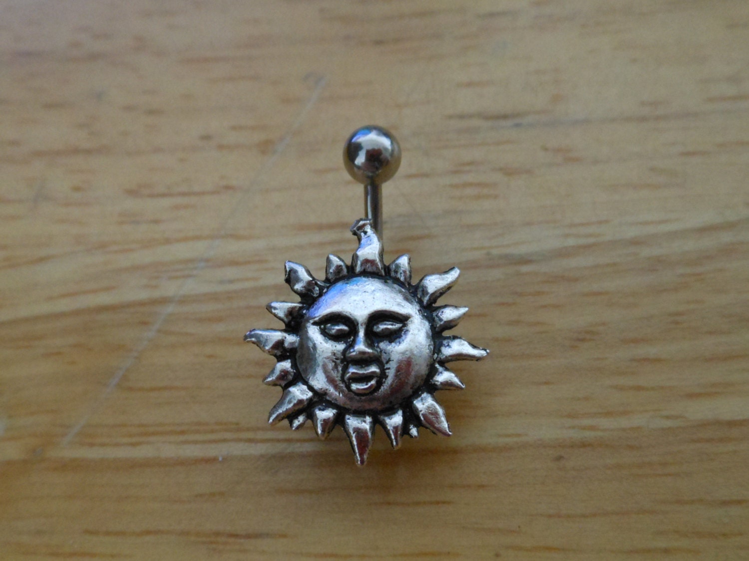 Belly button ring - Body Jewelry - Silver Sun belly button ring