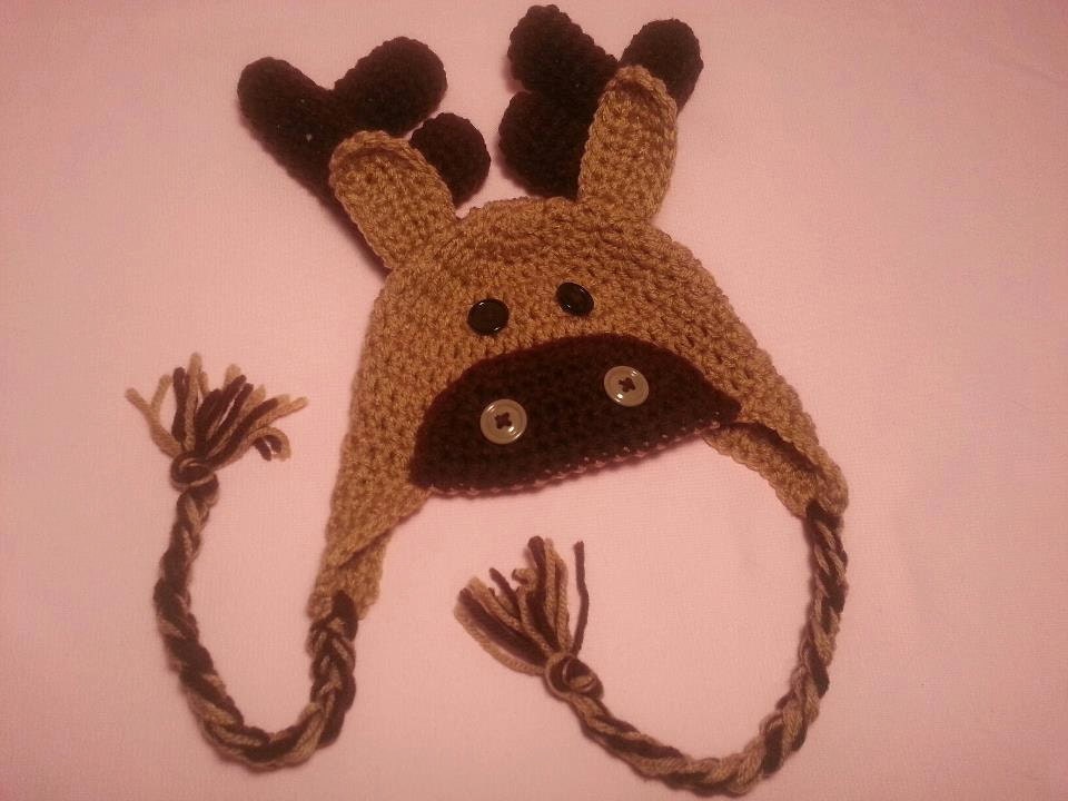Baby Moose Earflap Hat Warm & Dark Brown - Crochet Newborn Beanie Boy Girl Costume Christmas Thanksgiving Photo Prop Cap Winter Outfit