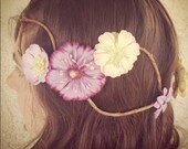 Summer Pastel Floral Crown/ wedding flower crown/ flower halo/ hair halo