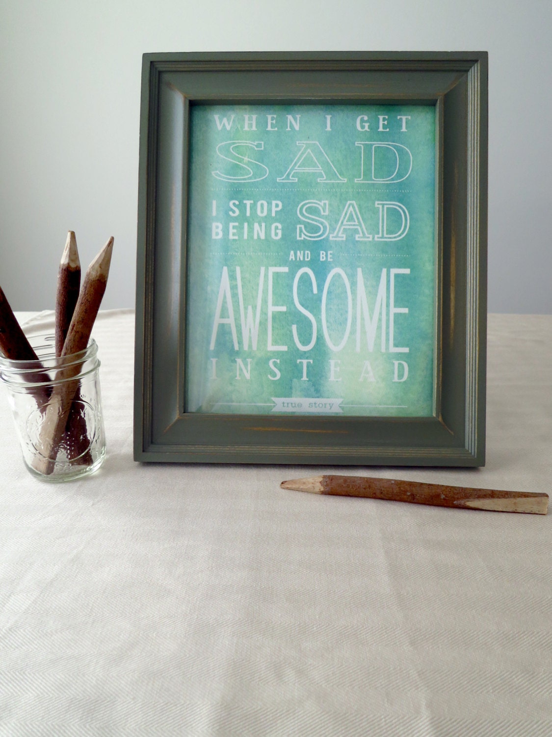 8" x 10" Be Awesome Watercolor Print in Aqua Colours