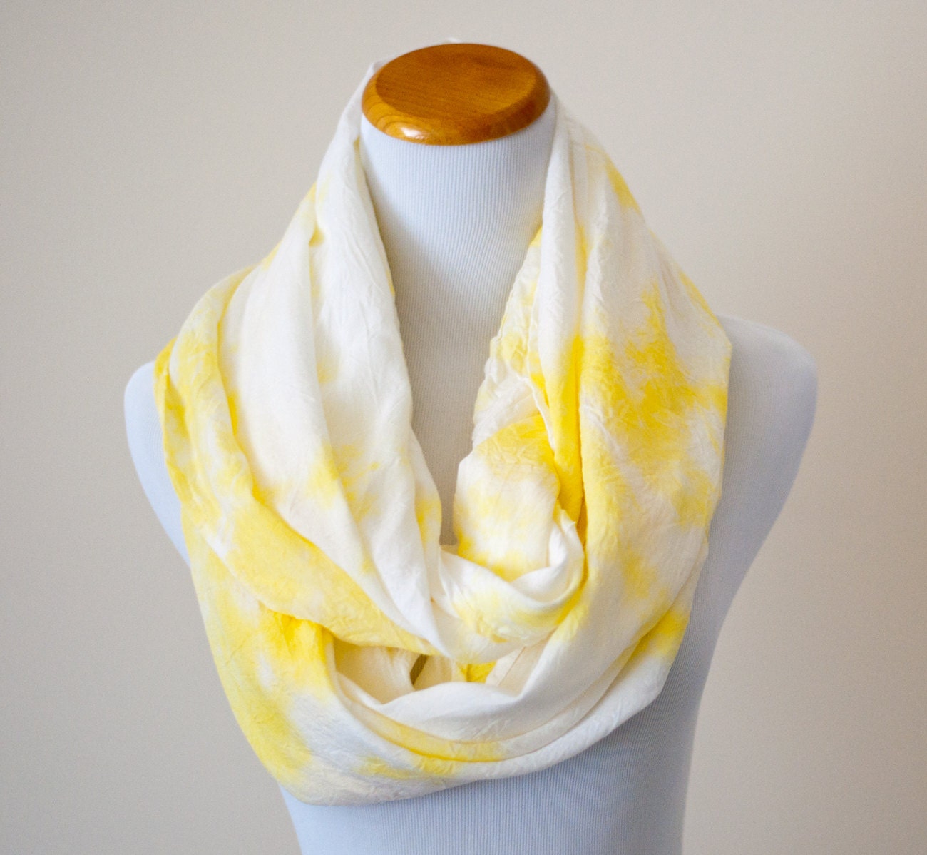 infinity scarf loop scarf - rayon - hand dyed yellow