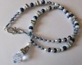 Amazonite, Sodalite, Pearl, Crystal, and Silver Necklace