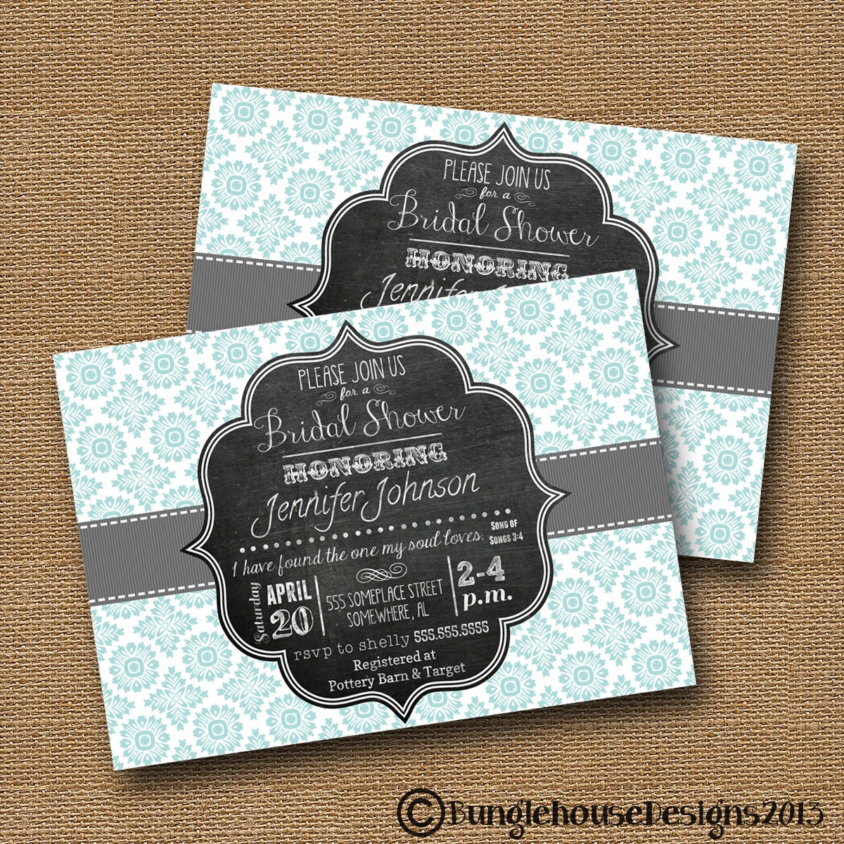Bridal Shower Wedding Invitation DIY by bunglehousedesigns on Etsy