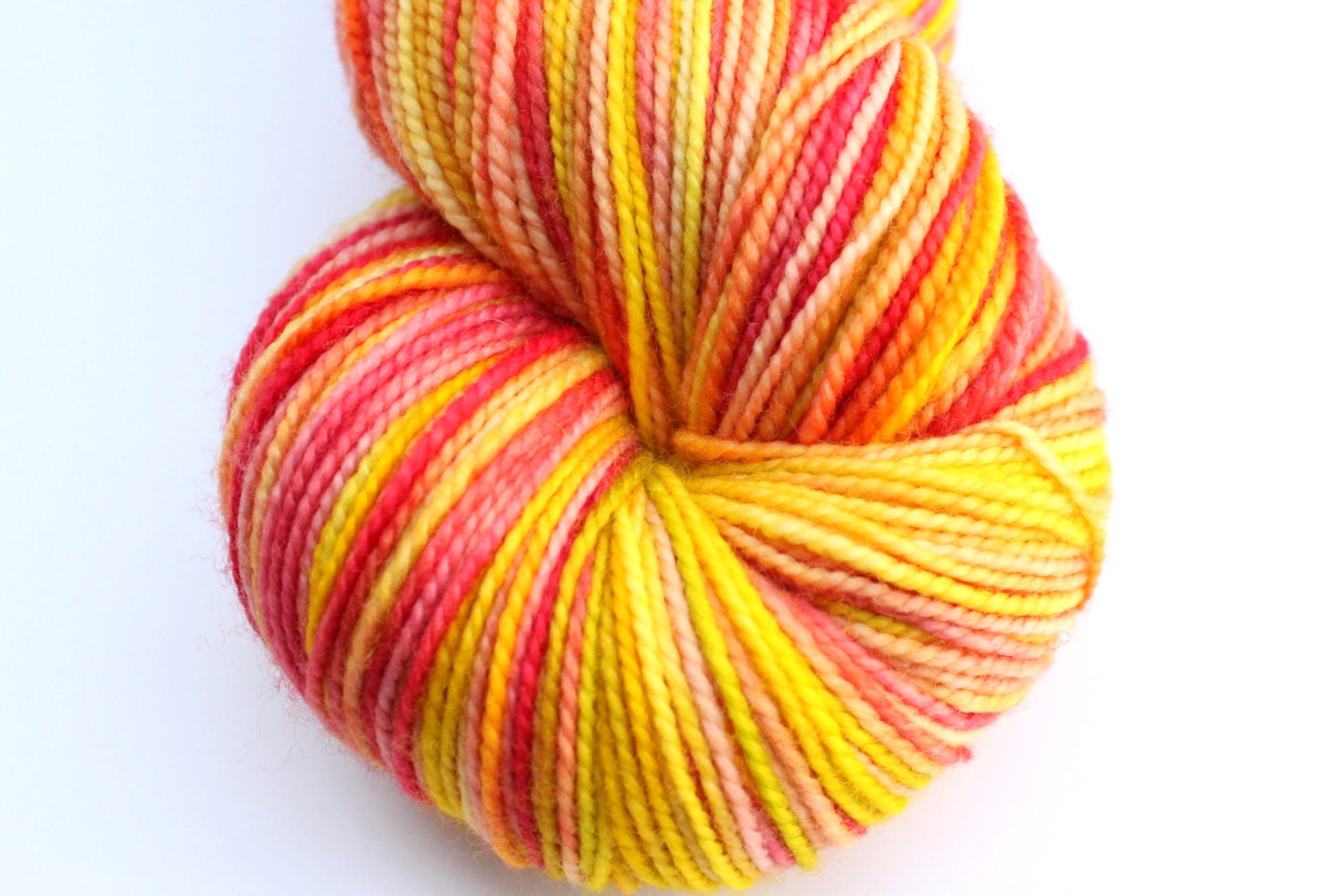 Kettle Dyed Sock Yarn, Superwash Merino Fingering Weight, in "Ripe Mango"
