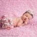 Fancy Girl Newborn Shabby Chic Bow On Lace band