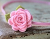 Felt Flower Headbands - 2 little felt posies on skinny elastic headbands - pick your colors - newborn - baby - toddler - child