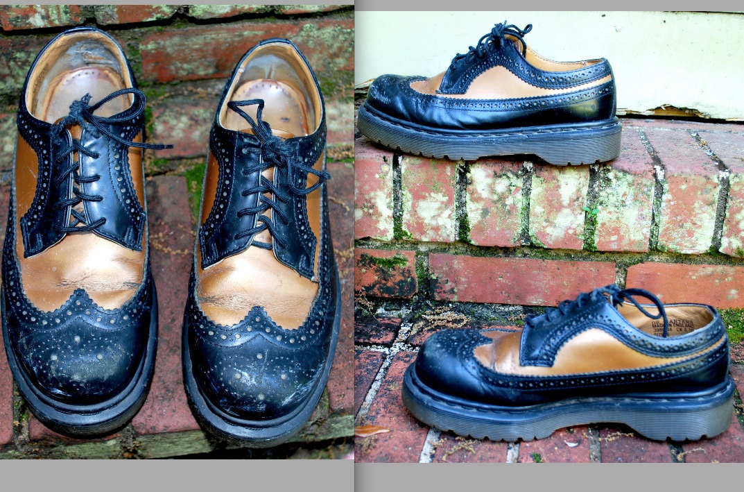 SALE Vintage // RARE Gold and Black Doc Martens Creepers // Made in England Dr. Martens Size 6 Bronze