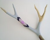 Deer Antler Swarovski Crystal Rhinestones Painted Art Sculpture Large- Purple, Pink, Mauve, Grey