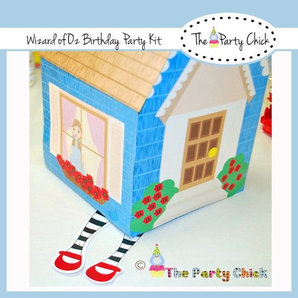 Printable Dorthy's House'  Center Piece , Treat box,  INSTANT DOWNLOAD,   Co ordinates with,  Wizard Of OZ kit, 4  patterns