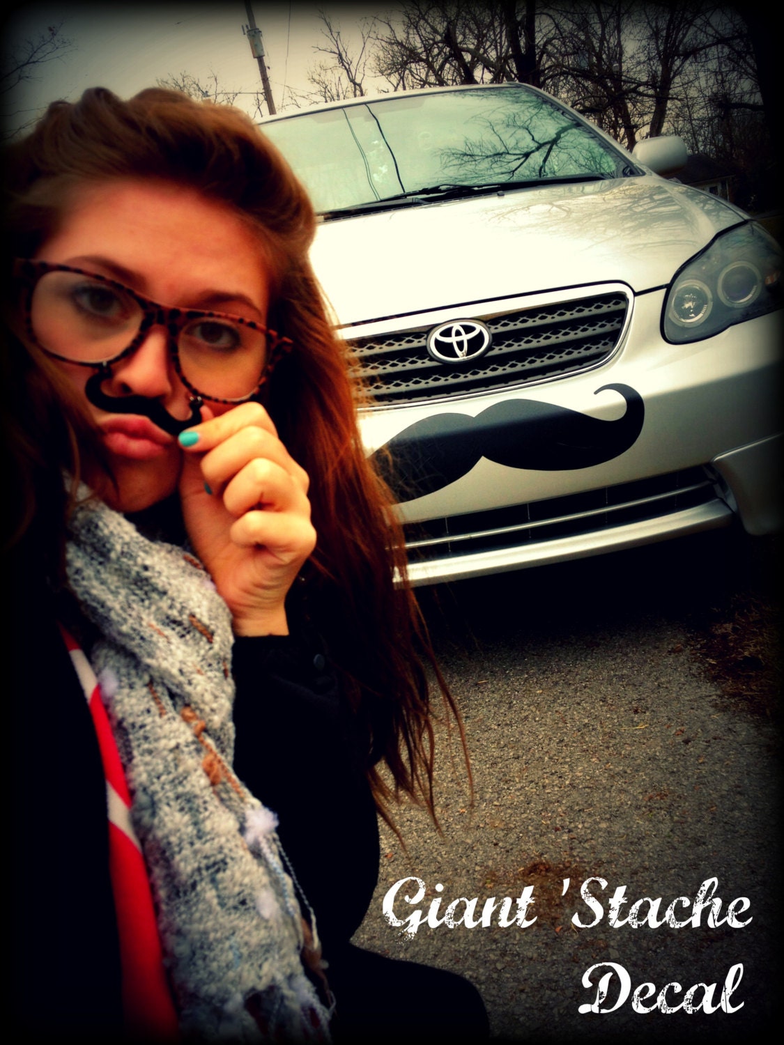 Giant Car Mustache Vinyl Decal - The Handlebar
