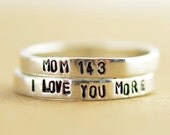 Personalized rings - Two Stacking Rings - Hand Stamped Ring- personalized Jewelry- Mothers day gift