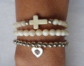 beachcomber freshwater shell white cross bracelet beach wedding