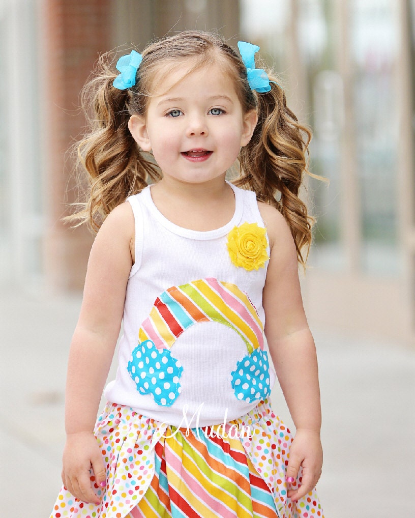 Over the Rainbow tank top children girl toddler applique shirt sz 12m-8
