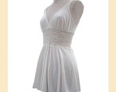 Vintage teddy in cream knitted jersey and stretch lace, UK size 12