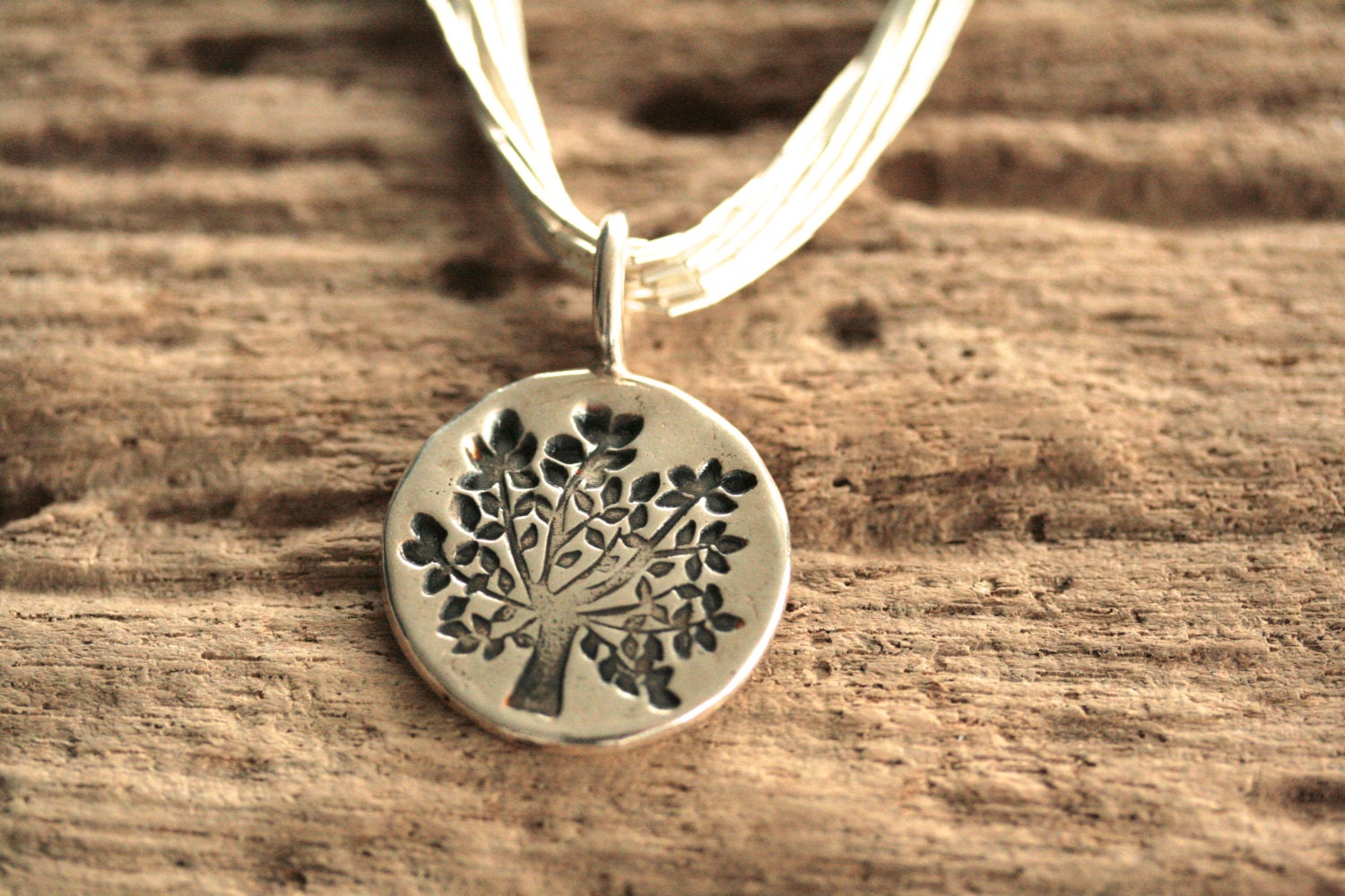 Tree Of Life Necklace on 10-Strand Sterling Silver Chain