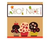 Premade banners and avatars candy cooking deli shop with chocolate cup cake creamy pastry sweets branding 9 pictures NOT OOAK