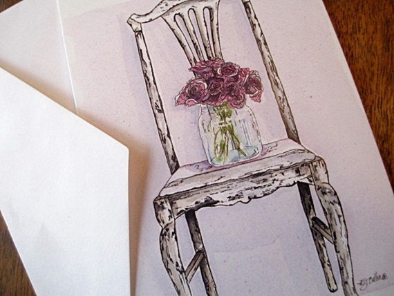 Fine Art Blank Stationery Floral Greeting Cards Blank Note Cards Holiday Watercolor Art Print Botanical Gardener Floral Purple Pink Handmade