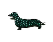 Shrink plastic sausage dog brooch