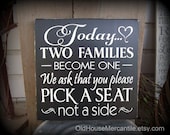 Today Two Families Become One   -- Wedding -- Painted Wooden Subway Art Sign