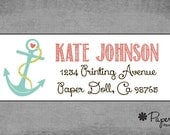 Nautical Anchor Address Labels - Coral, Light Blue and Lime - Set of 90