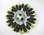 Soccer Hair Bow -  Soccer Flower Hair Clip - Green Black White Flower Hair Bow - Soccer - Sports Hair Bow - Soccer Ball