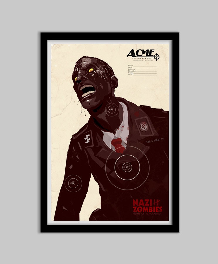 24x36 - Nazi Zombie Target - call of duty, nazi zombie, target, zombie, walker, walking dead, video game
