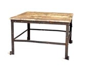 Vintage heavy-duty industrial Riveted Steel coffee table.