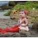 Crochet Mermaid Tail, Photo Prop Set - Coral/Pumpkin color , Newborn to 3 months - Photography Prop, Cocoon,