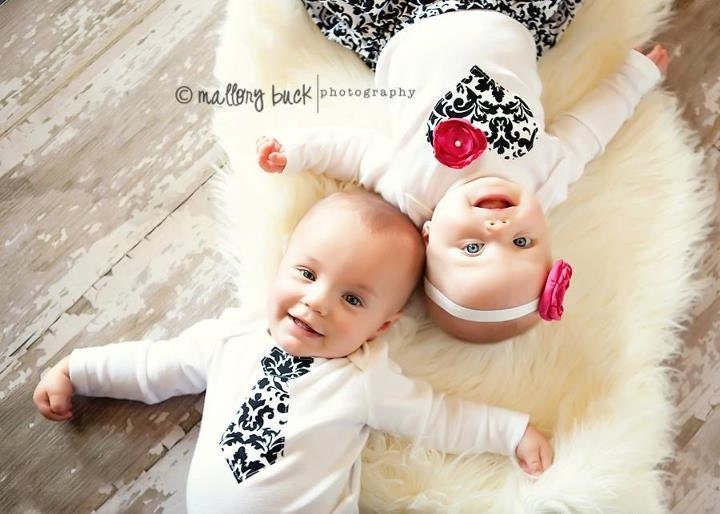 Twins Baby Onesie Set, 2 matching Onesies, Sibiling Shirts