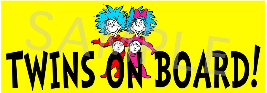Dr Seuss Thing 1 and 2 "Twins on Board" Decal